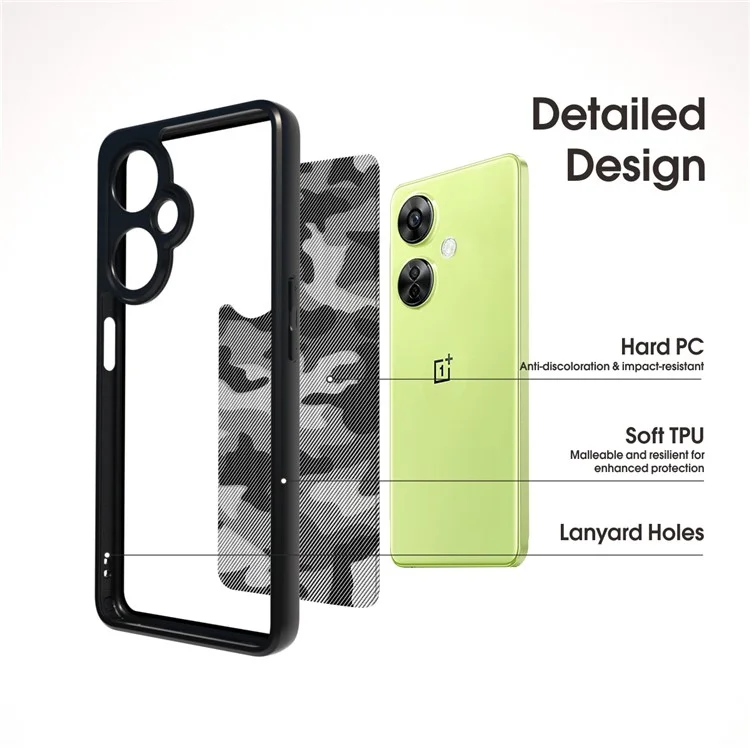 Caso IBMRS Para OnePlus Nord ce 3 Lite 5G / Nord N30 5G Shell PC+TPU Airbag Protection Telephip Cover - Camuflaje Artístico