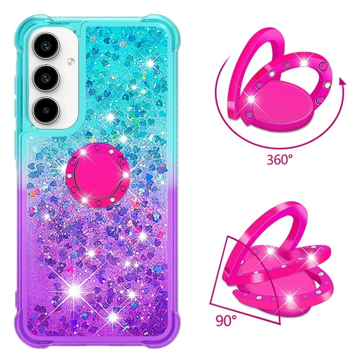 YB Quicksand Series-8 für Samsung Galaxy A55 5G Gradient Case Ring Kickstand Handyhülle - Himmelblau+Lila