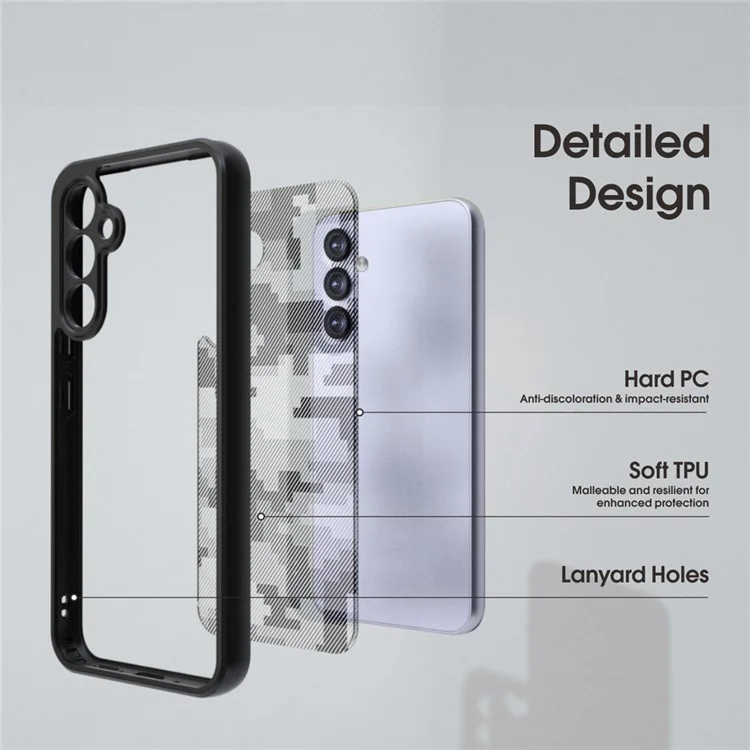 IBMRS For Samsung Galaxy S24 Phone Cover Soft TPU+Hard PC Protection Case Secure Grip - Grid Camouflage