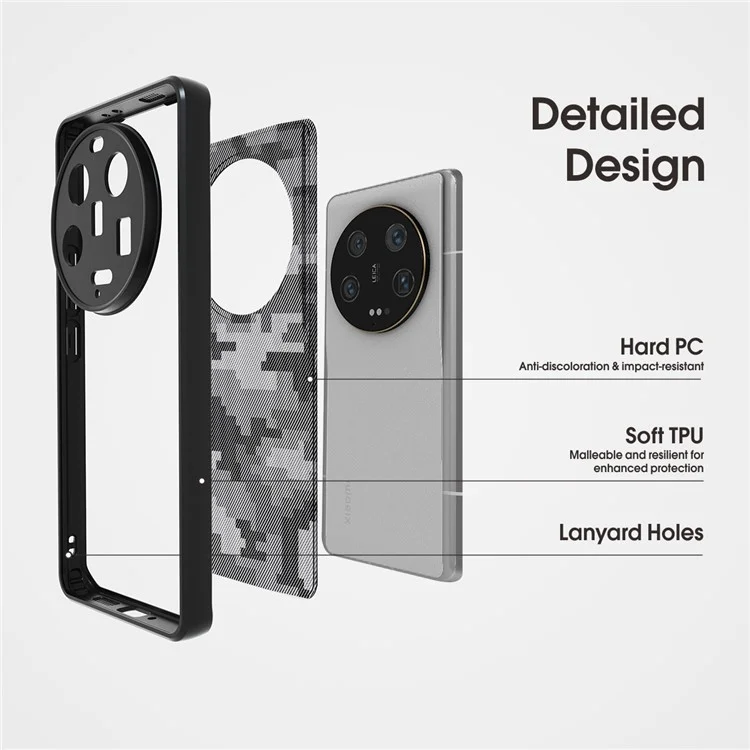 IBMRS Shockproof Shell for Xiaomi 13 Ultra Cases Anti-Scratch TPU+PC Phone Cover - Grid Camouflage