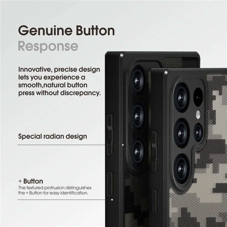 IBMRS Para Funda Samsung Galaxy S23 Ultra Carcasa PC+TPU Funda de Teléfono Protección de Lente - Camuflaje de Cuadrícula