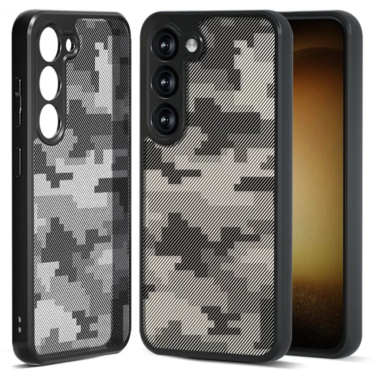 IBMRS Für Samsung Galaxy S23 Case Hybrid PC+TPU -telefonabdeckung Präzise Kameraausschnitte - Gitter -tarnung