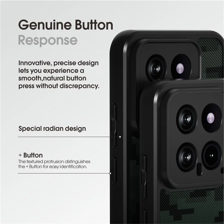 IBMRS Slim-Fit Phone Shell for Xiaomi 14 Cases Anti-Scratch TPU+PC Cell Phone Cover - Grid Camouflage