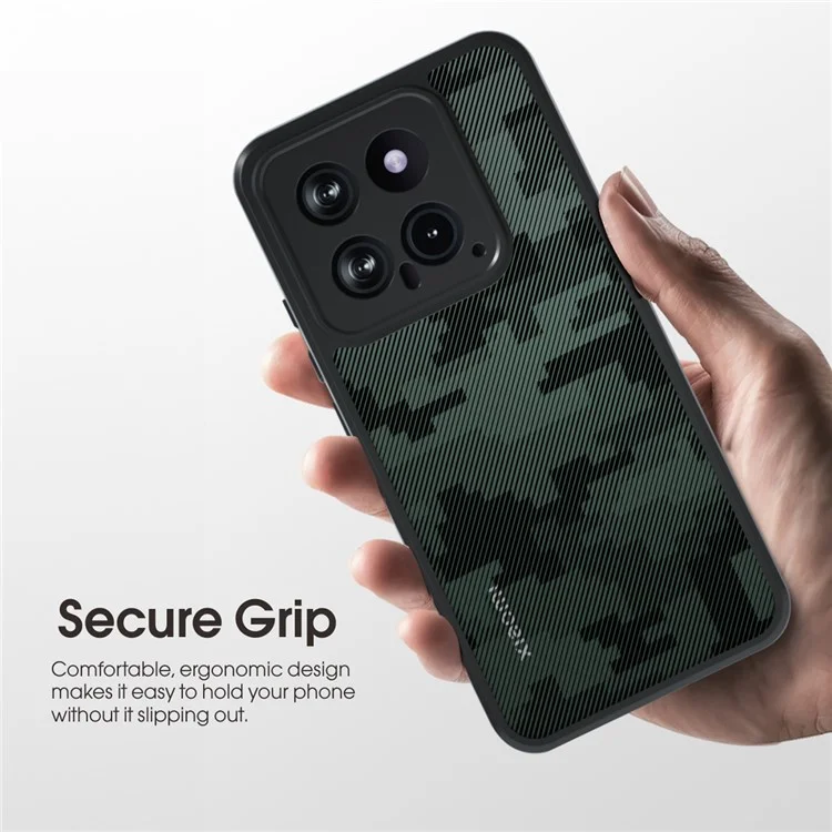 IBMRS Slim-Fit Phone Shell for Xiaomi 14 Cases Anti-Scratch TPU+PC Cell Phone Cover - Grid Camouflage