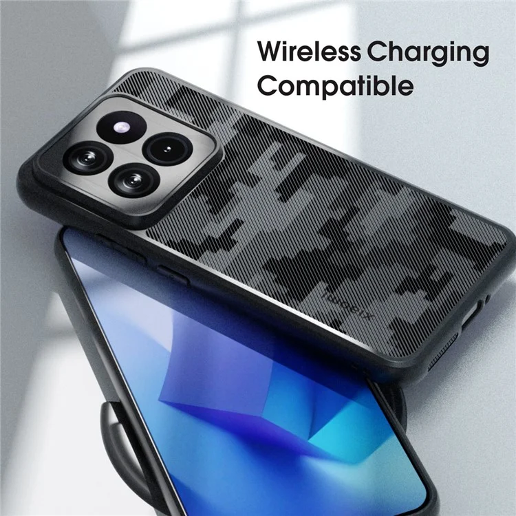 IBMRS TPU+PC Phone Shell for Xiaomi 14 Pro Cases Shockproof Phone Cover - Grid Camouflage