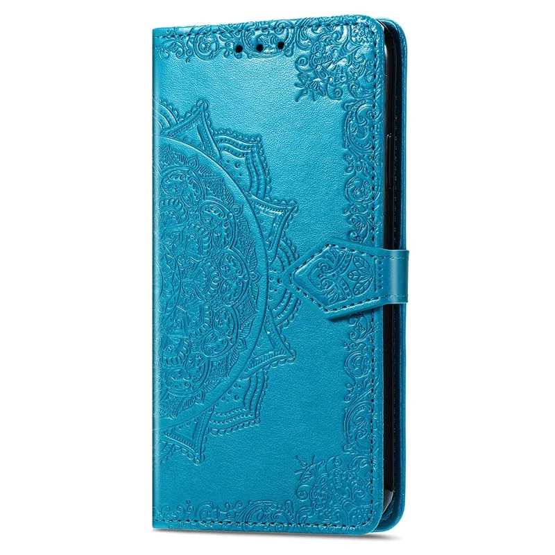For Samsung Galaxy A15 4G /  A15 5G Case Leather Embossed Mandala Pattern Phone Cover - Blue