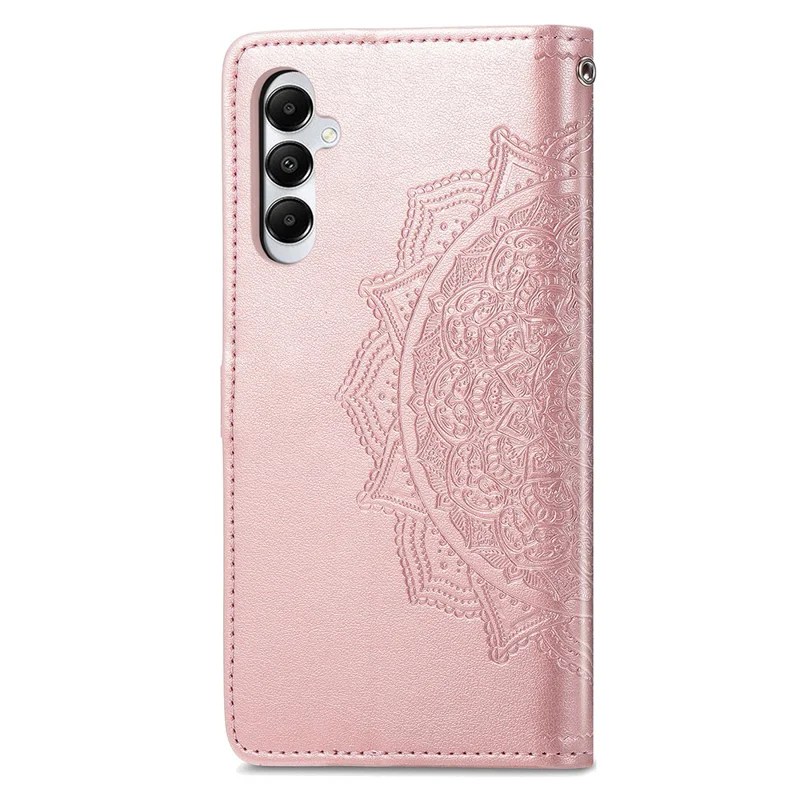 For Samsung Galaxy A05s 4G Magnetic Phone Case Embossed Mandala Pattern Cover - Rose Gold