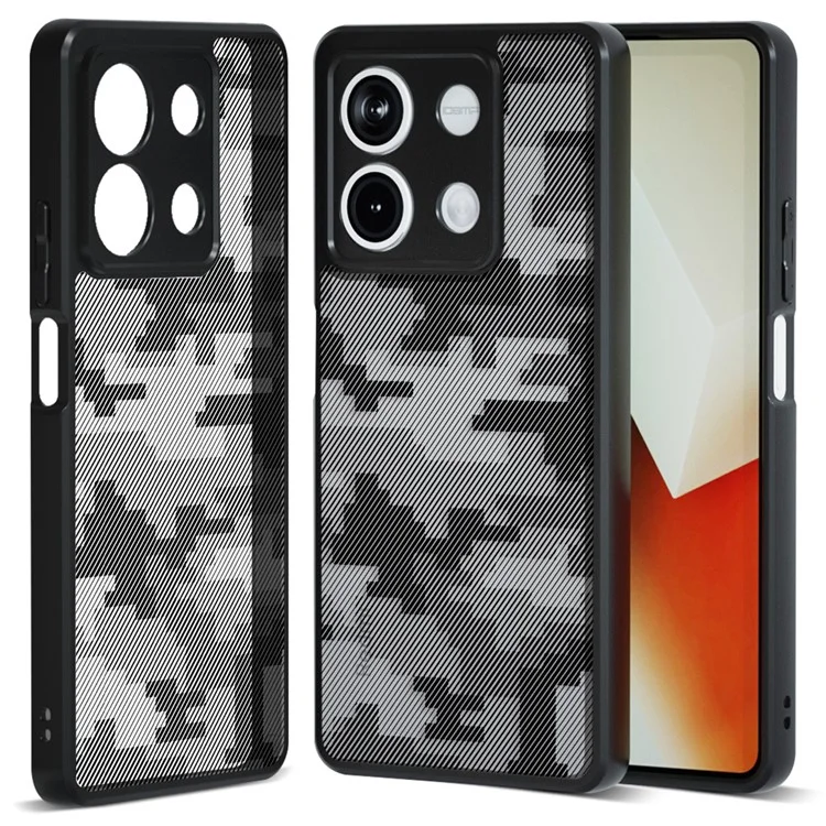 IBMRS For Xiaomi Redmi Note 13 5G Phone Case TPU+PC Back Cover Precise Cutout Lens Hole - Grid Camouflage