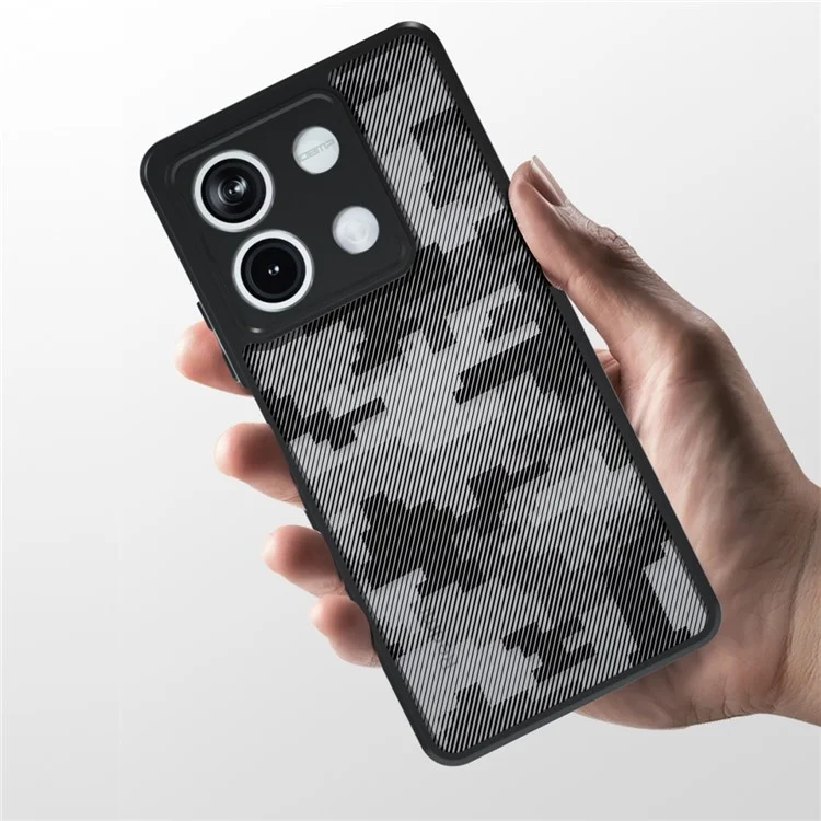 IBMRS For Xiaomi Redmi Note 13 5G Phone Case TPU+PC Back Cover Precise Cutout Lens Hole - Grid Camouflage