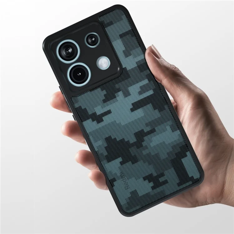 IBMRS Pour Xiaomi Redmi Note 13 Pro 4G / Poco M6 Pro 4G Étui de téléphone Coque double couche TPU+PC - Camouflage à grille
