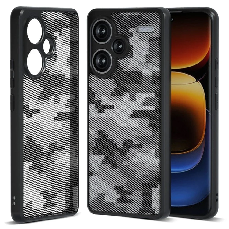 IBMRS For Xiaomi Redmi Note 13 Pro+ 5G Cases Cell Phone Cover Anti-Scratch TPU+PC Shell - Grid Camouflage