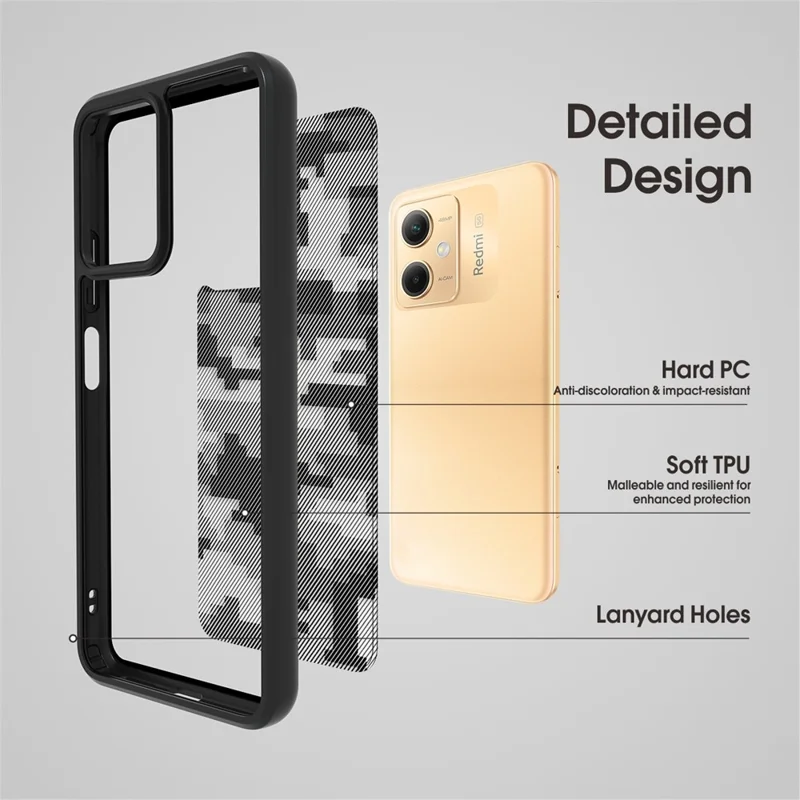 IBMRS For Xiaomi Redmi Note 12 5G (Global) / 12R Pro 5G / Poco X5 5G Case TPU+PC Phone Shell - Transparent Black