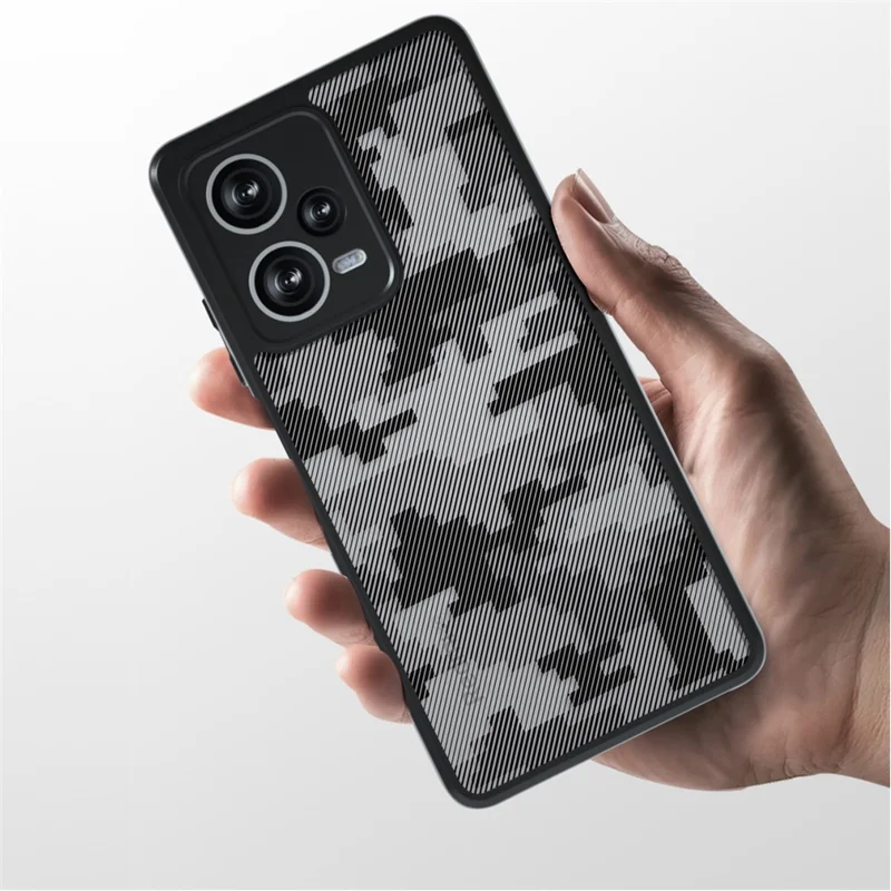 IBMRS Para Xiaomi Redmi Note 12 Pro+ 5G Case de Teléfonos Celulares Tpu+ pc Anti-drop Shell - Camuflaje de la Cuadrícula