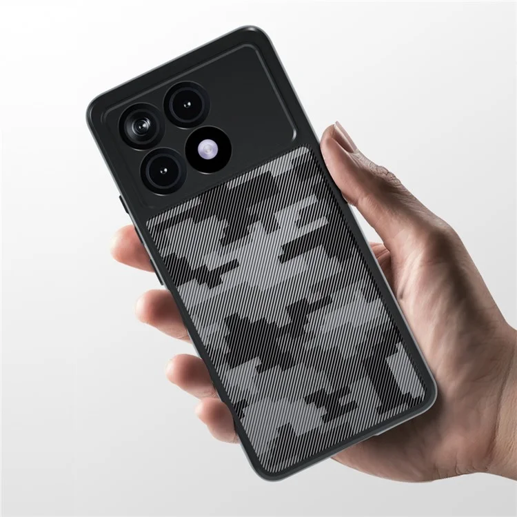 IBMRS Phone Shell for Xiaomi Redmi K70E 5G / Poco X6 Pro 5G Cases Anti-Scratch TPU+PC Phone Cover - Grid Camouflage