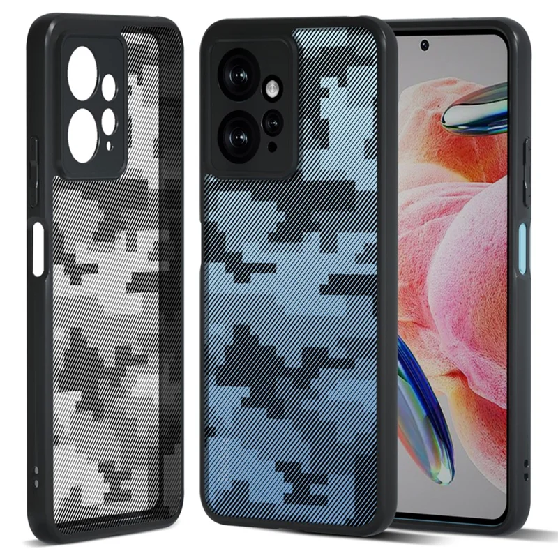IBMRS For Xiaomi Redmi Note 12 4G Cases TPU+PC Shell Anti-Scratch Cell Phone Cover - Grid Camouflage