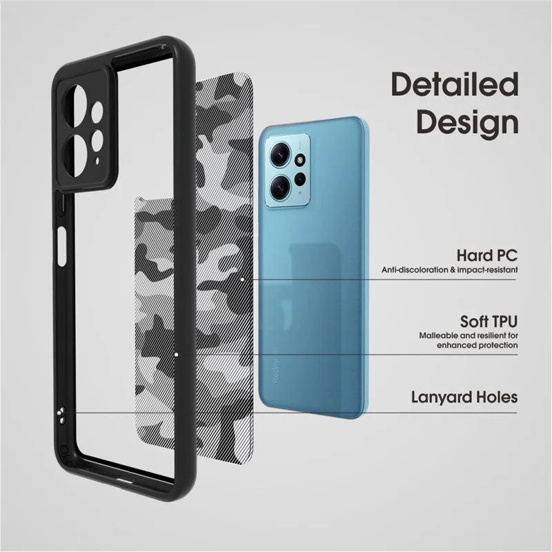 IBMRS For Xiaomi Redmi Note 12 4G Cases TPU+PC Shell Anti-Scratch Cell Phone Cover - Matte Black