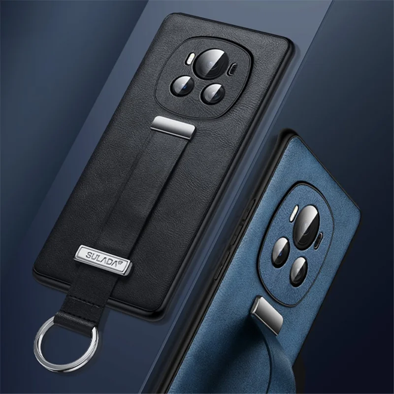 SULADA Fashion Series for Honor Magic6 5G Kickstand Phone Case Retractable Hand Strap - Orange