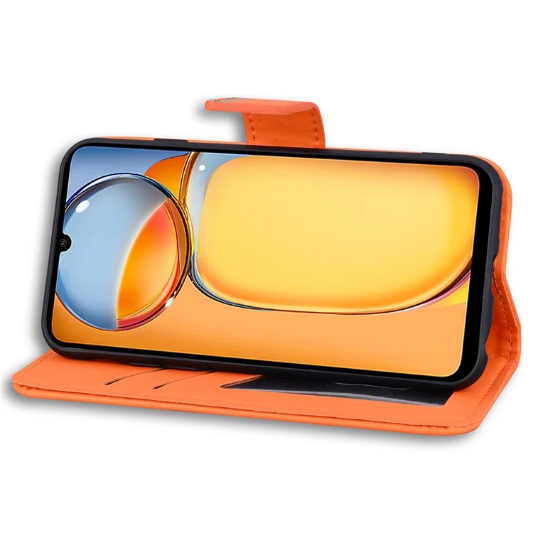 For Xiaomi Redmi 13C 4G / 5G / 13R 5G / Poco M6 5G / Poco C65 4G Case Cartoon Pattern Wallet Leather Phone Cover - Orange