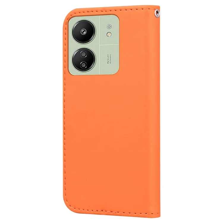 For Xiaomi Redmi 13C 4G / 5G / 13R 5G / Poco M6 5G / Poco C65 4G Case Cartoon Pattern Wallet Leather Phone Cover - Orange
