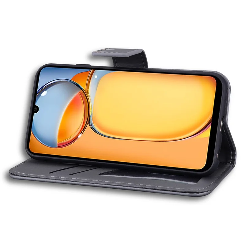 For Xiaomi Redmi 13C 4G / 5G / 13R 5G / Poco M6 5G / Poco C65 4G Case Cartoon Pattern Wallet Leather Phone Cover - Grey