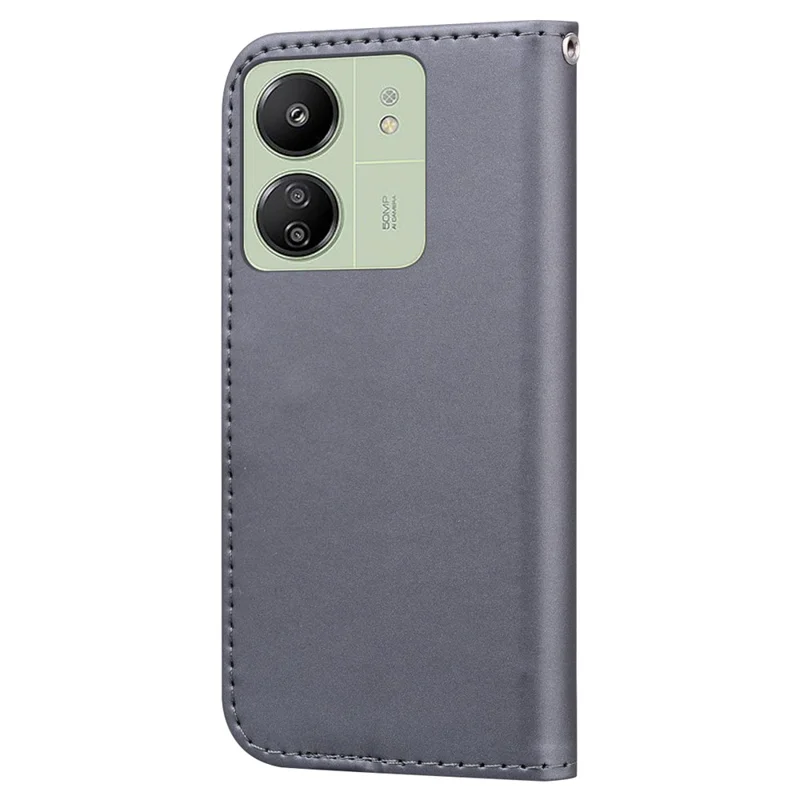 For Xiaomi Redmi 13C 4G / 5G / 13R 5G / Poco M6 5G / Poco C65 4G Case Cartoon Pattern Wallet Leather Phone Cover - Grey