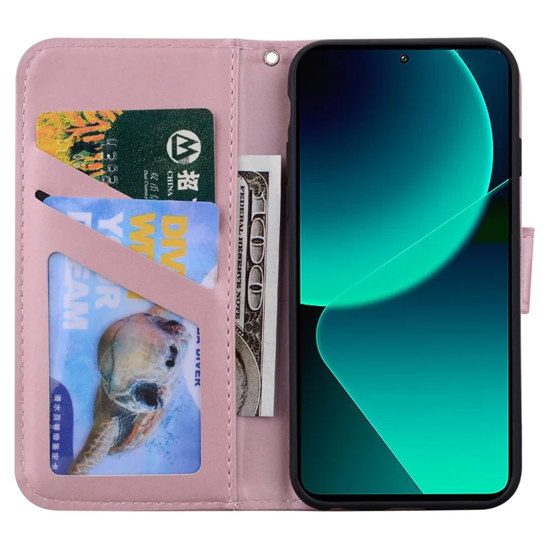 For Xiaomi 13T / 13T Pro Case Wallet Leather Phone Cover Cartoon Pattern Printing - Pink