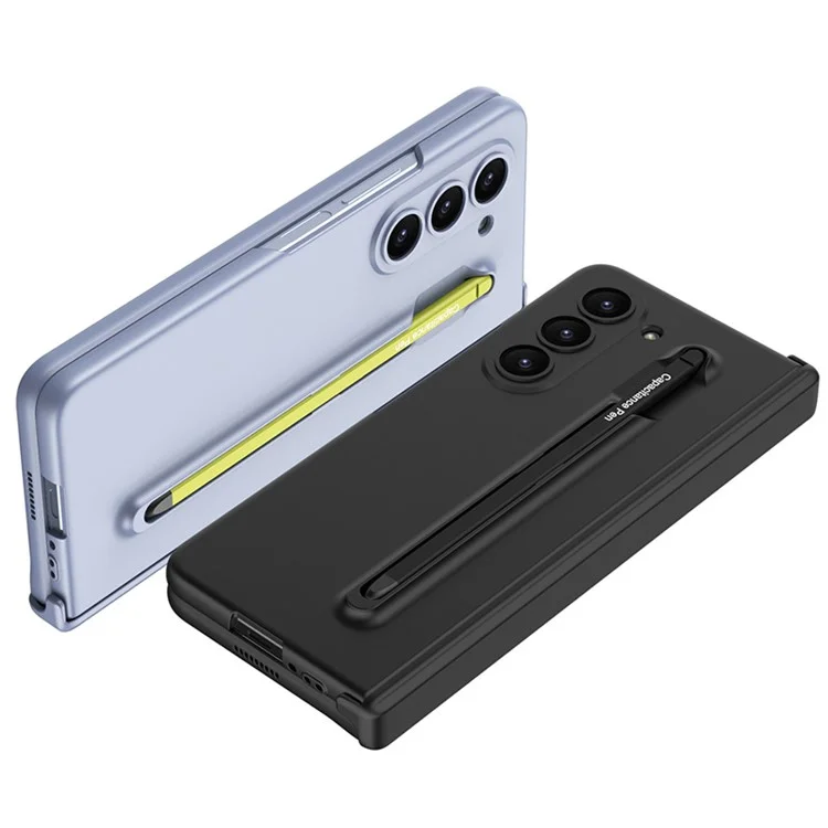 GKK For Samsung Galaxy Z Fold5 5G Phone Case with Tempered Glass Film and Stylus Pen - Baby Blue / Green Stylus