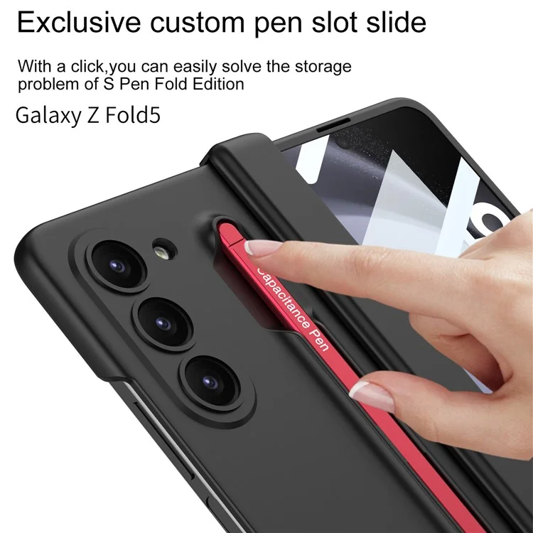 GKK For Samsung Galaxy Z Fold5 5G Phone Case with Tempered Glass Film and Stylus Pen - Baby Blue / Green Stylus
