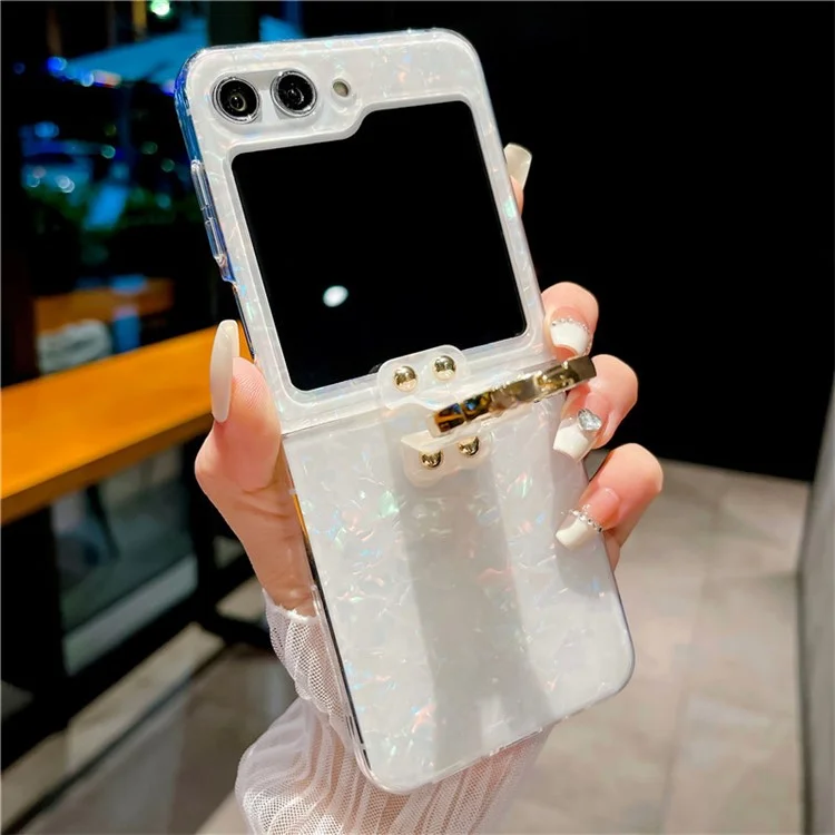 Für Samsung Galaxy Z Flip5 5G Case Shell Muster PC Handyhülle mit Metallring Ständer - Mehrfarbig