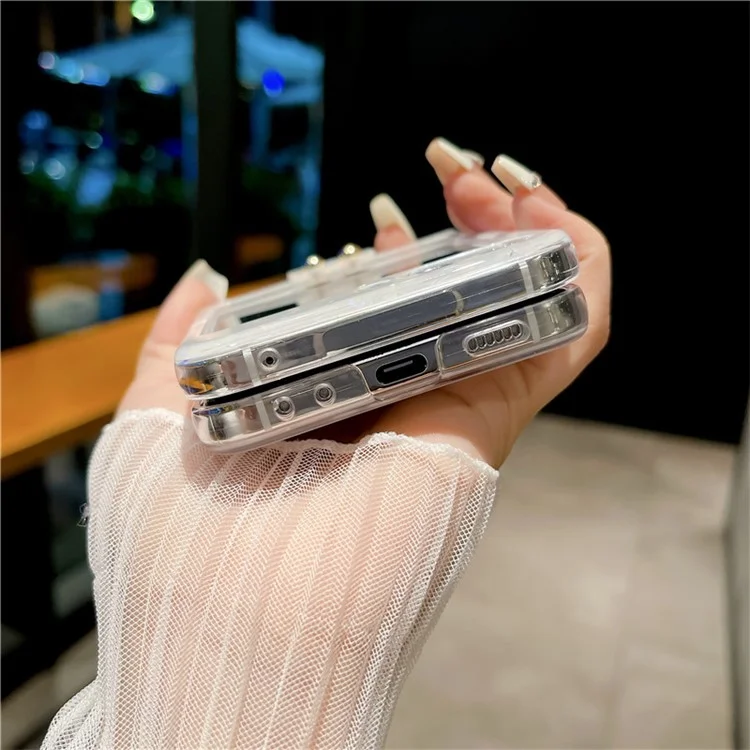 Für Samsung Galaxy Z Flip5 5G Case Shell Muster PC Handyhülle mit Metallring Ständer - Mehrfarbig