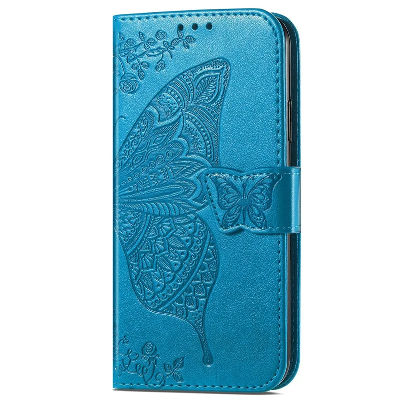 For Xiaomi Redmi Note 13 5G Case Butterfly Pattern Folio PU Leather Stand Phone Cover - Blue