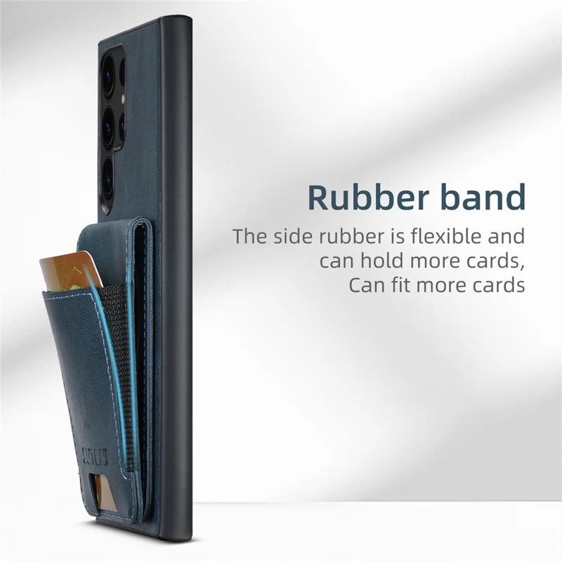 SUTENI H03 Per Samsung Galaxy S23 Ultra Case Pelle+TPU Texture Cerosa Custodia per Telefono - Blu