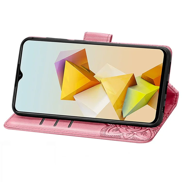 Для ZTE Blade A73 5G Case Butterfly Patherfly Colep Cover Cover Skellet Ремешком Для Запястья - Розовый