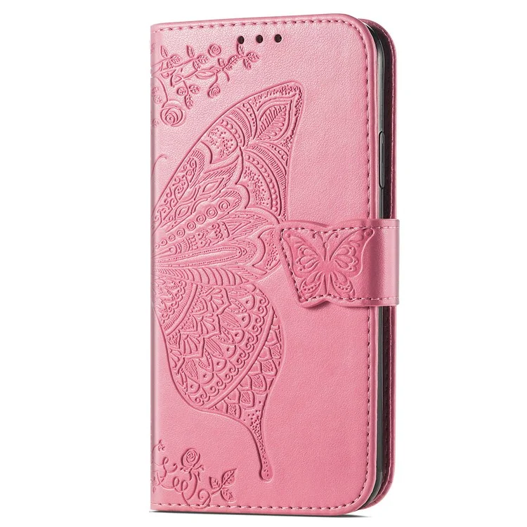 Для ZTE Blade A73 5G Case Butterfly Patherfly Colep Cover Cover Skellet Ремешком Для Запястья - Розовый