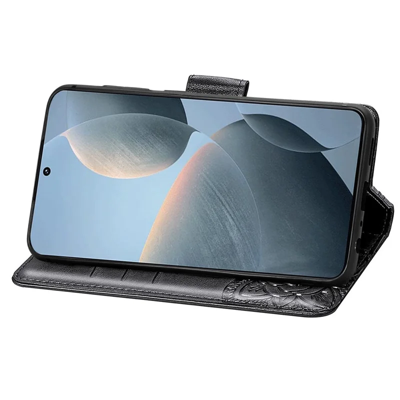 For Xiaomi Redmi K70E 5G / Poco X6 Pro 5G Phone Case Butterfly Pattern Folio Stand View Cover - Black