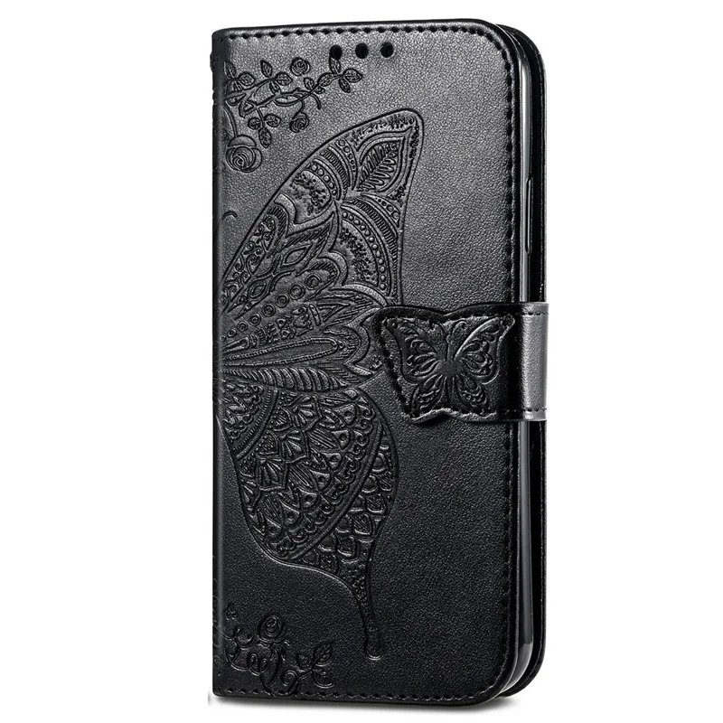 For Xiaomi Redmi K70E 5G / Poco X6 Pro 5G Phone Case Butterfly Pattern Folio Stand View Cover - Black