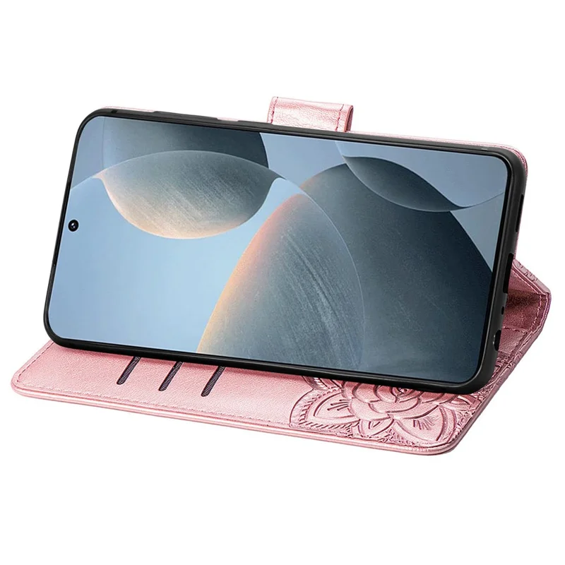 Til Xiaomi Redmi K70E 5G / Poco X6 Pro 5G telefonbeskyttelse med sommerfuglmønster, foldbar stående dæksel - Rosenød