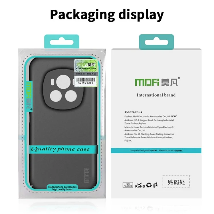 Чехол MOFI Shield Matte Series для Honor Magic6 5G, противоотпечаточный PC-чехол для телефона - черный