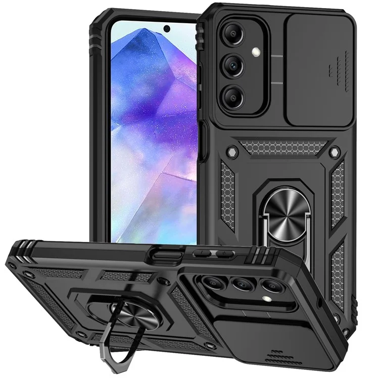 Para Samsung Galaxy A55 5G Case Combo PC+TPU Kickstand Anti-Drop Phone Cover - Preto