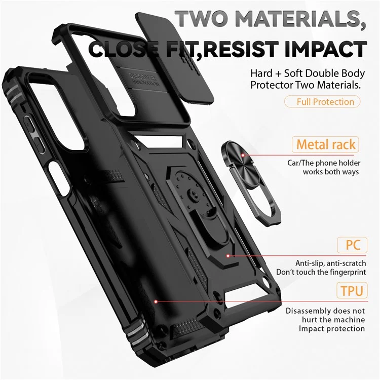 Para Samsung Galaxy A55 5G Case Combo PC+TPU Kickstand Anti-Drop Phone Cover - Preto