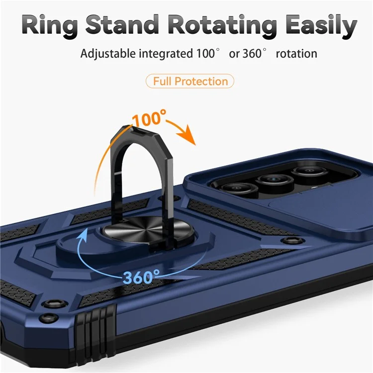 Para Samsung Galaxy A35 5G Case Camera Slide Protetor de Suporte Resistente a Choques Capa de Telefone - Azul