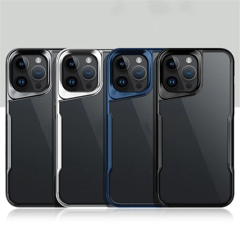 NEWZONE For iPhone 14 Pro Max Cell Phone Case Clear TPU+Acrylic Drop-proof Cover - Titanium Silver