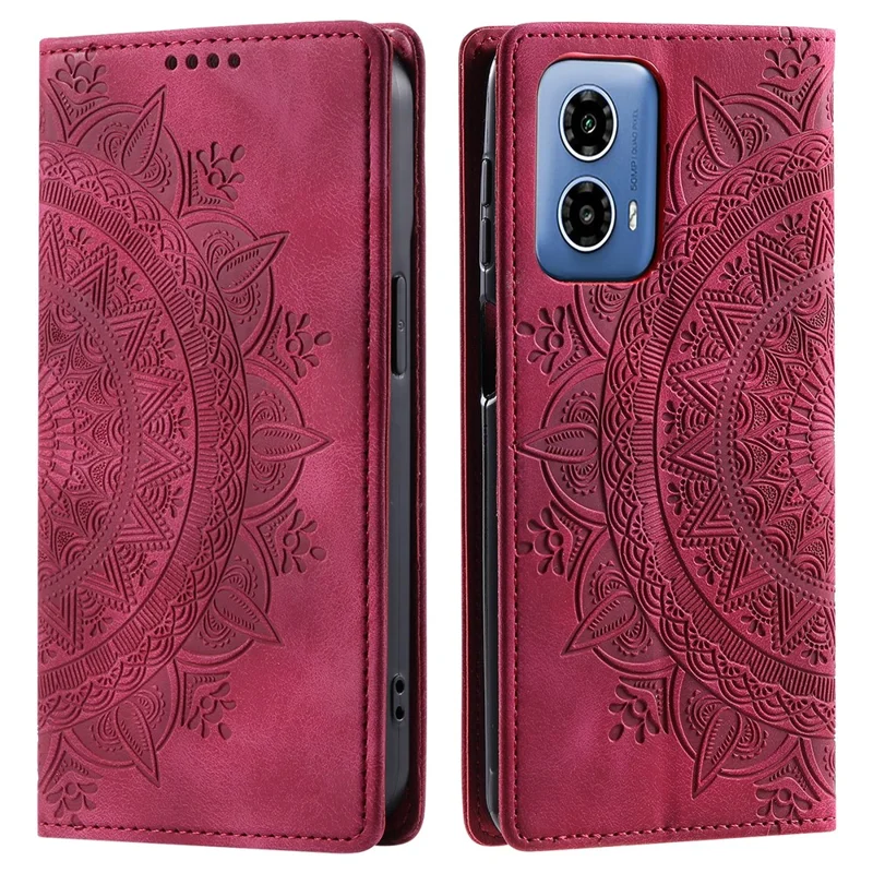 For Motorola Moto G45 5G / G34 5G Leather Case Magnetic Auto Closing Wallet Phone Cover - Rose