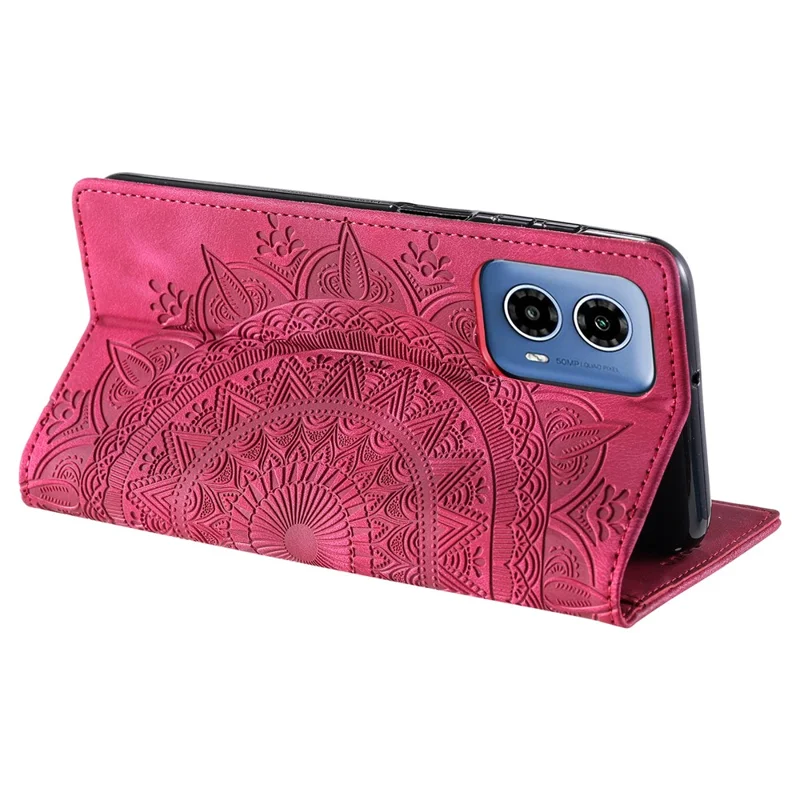 For Motorola Moto G45 5G / G34 5G Leather Case Magnetic Auto Closing Wallet Phone Cover - Rose
