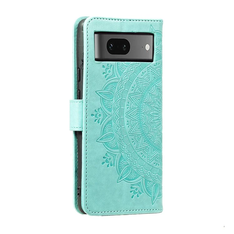 Coque de téléphone pour Google Pixel 9 / Pixel 9 Pro Coque de téléphone cellulaire Mandala Flower Stand Wallet Leather Cover - Vert