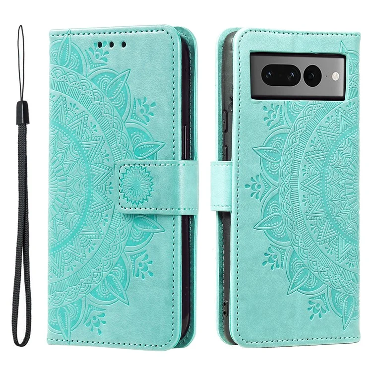 Pour Google Pixel 9 Pro XL Imprinted Phone Case PU Leather Stand Wallet Phone Cover - Vert