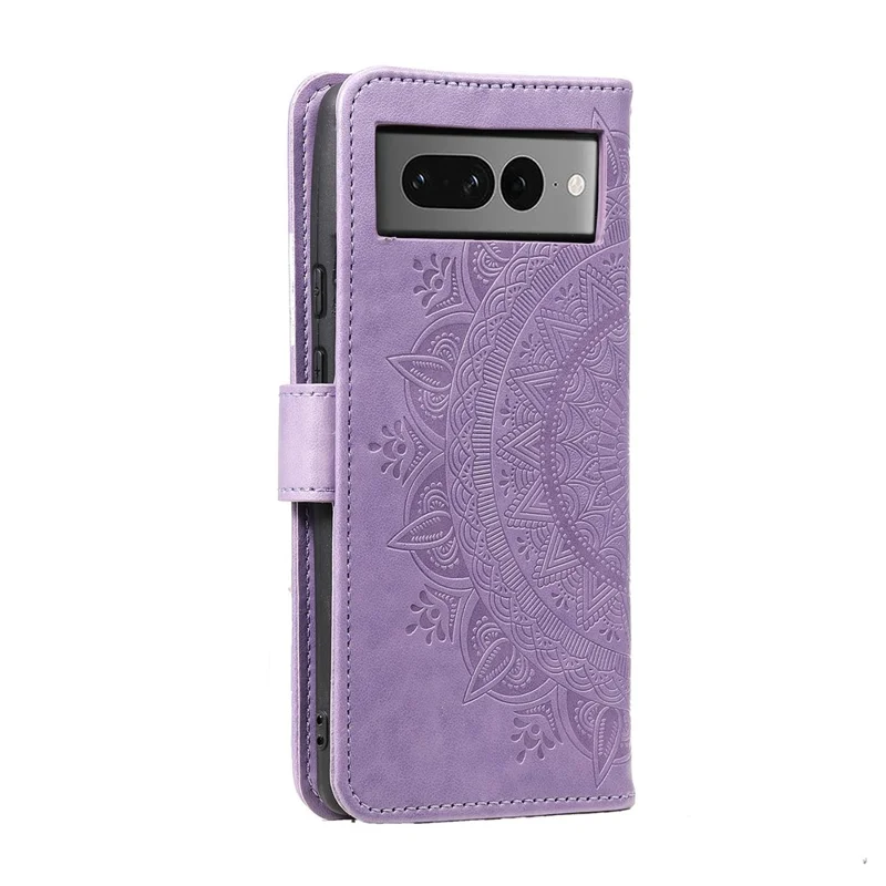 For Google Pixel 9 Pro XL Imprinted Phone Case PU Leather Stand Wallet Phone Cover - Purple