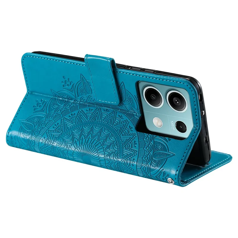 Für Xiaomi Redmi Note 13 5G Lederhülle Mandala-Blumen-Cover mit Magnetverschluss - Blau