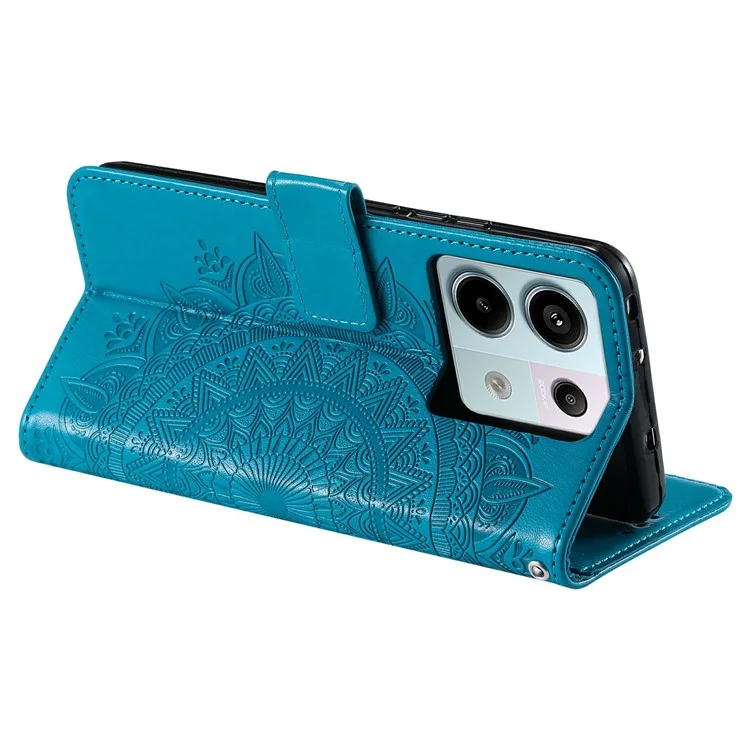 Per Xiaomi Redmi Note 13 Pro 5G / Poco X6 5G Case Mandala Flower Leather Wallet Cover - Blu