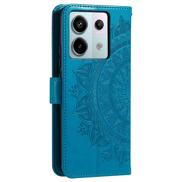 Per Xiaomi Redmi Note 13 Pro 5G / Poco X6 5G Case Mandala Flower Leather Wallet Cover - Blu